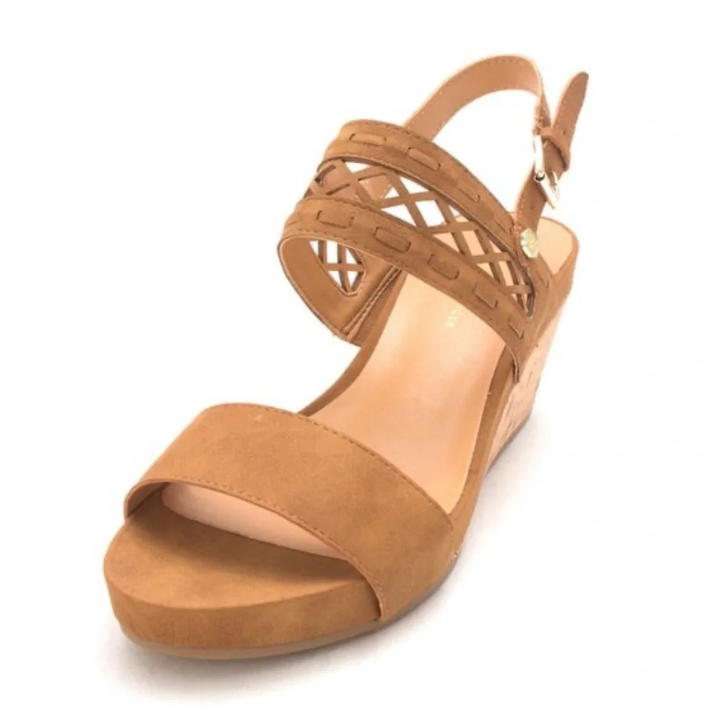 Tommy Hilfiger Tan Suede Wedge Sandals